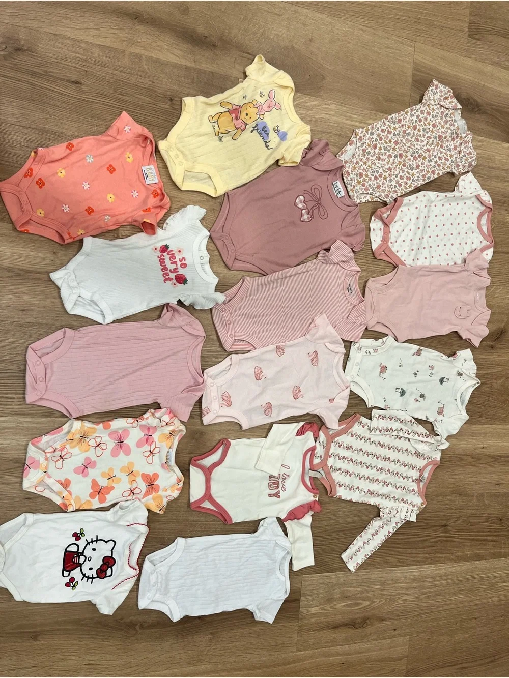 Baby Girls Mixed Clothing Bundle - Pink, Purple, Peach, Floral